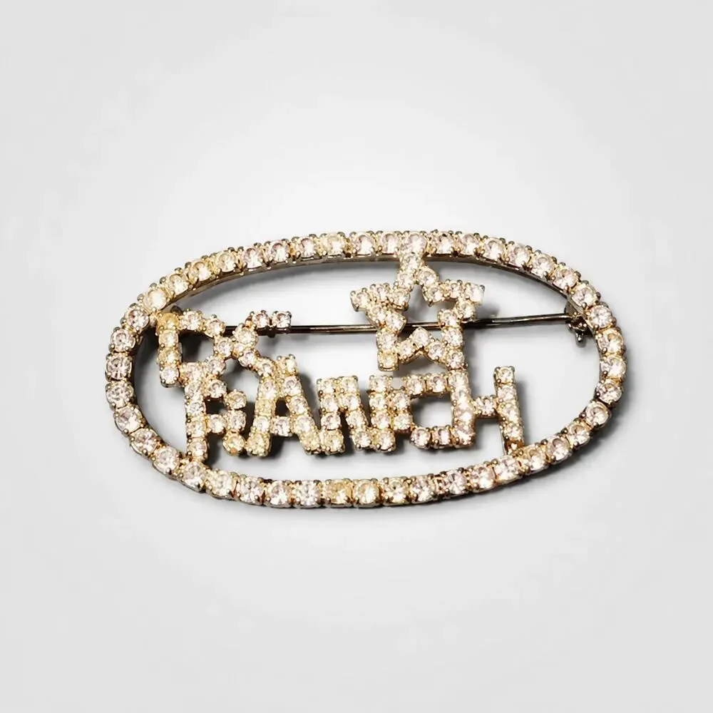 Vintage Rhinestone‎ Souvenir Brooch Pin Star DC Ranch AZ Oval Silver 2.5
